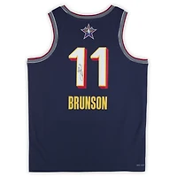 Maillot Nike bleu marine Swingman dédicacé par Jalen Brunson des New York Knicks lors du match des étoiles de la NBA 2025