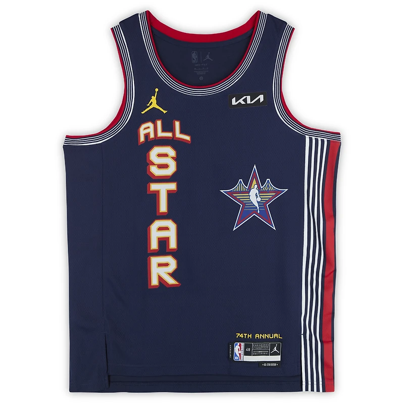 Maillot Nike bleu marine Swingman dédicacé par Jalen Brunson des New York Knicks lors du match des étoiles de la NBA 2025