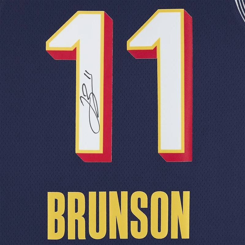 Maillot Nike bleu marine Swingman dédicacé par Jalen Brunson des New York Knicks lors du match des étoiles de la NBA 2025