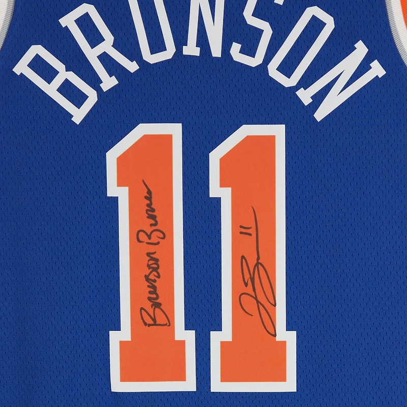 Jalen Brunson New York Knicks Autographed Nike Blue Icon Swingman Jersey with "Brunson Burner" Inscription
