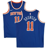 Jalen Brunson New York Knicks Autographed Nike Blue Icon Swingman Jersey with "King of NY" Inscription