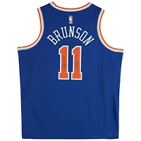 Jalen Brunson New York Knicks Autographed Nike Blue Icon Swingman Jersey with "King of NY" Inscription