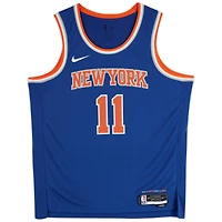 Jalen Brunson New York Knicks Autographed Nike Blue Icon Swingman Jersey with "King of NY" Inscription