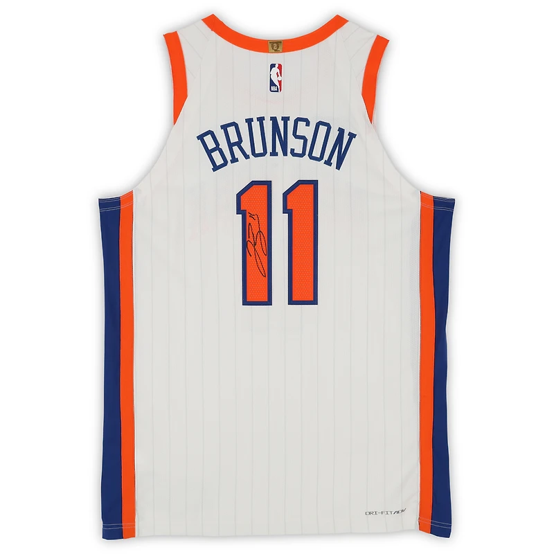 Maillot Nike City Edition 2024-25 blanc dédicacé par Jalen Brunson des New York Knicks