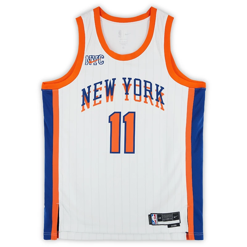Maillot Nike City Edition Swingman blanc dédicacé par Jalen Brunson des New York Knicks pour la saison 2024-25