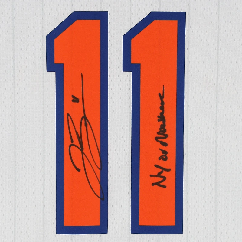 Maillot Nike City Edition Swingman blanc dédicacé par Jalen Brunson des New York Knicks pour la saison 2024-25 avec inscription « NY or Nowhere »
