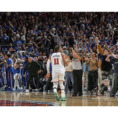 Jalen Brunson New York Knicks Unsigned 2026 Eastern Conference Finals Game 1 3-Pointer Celebration Photograph