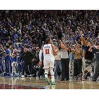 Jalen Brunson New York Knicks Unsigned 2026 Eastern Conference Finals Game 1 3-Pointer Celebration Photograph