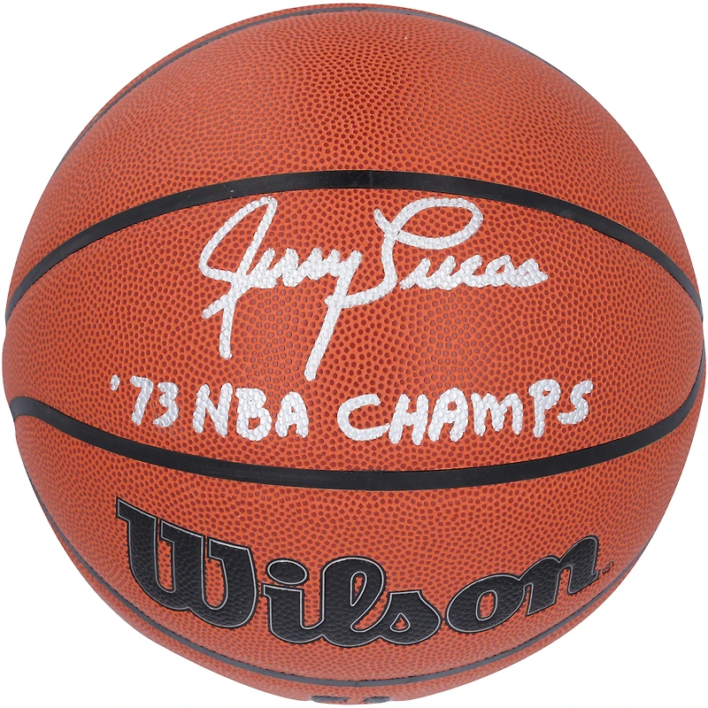 Jerry Lucas New York Knicks Autographed Wilson Authentic Series Indoor/Outdoor Basketball with "73 NBA Champs" Inscription