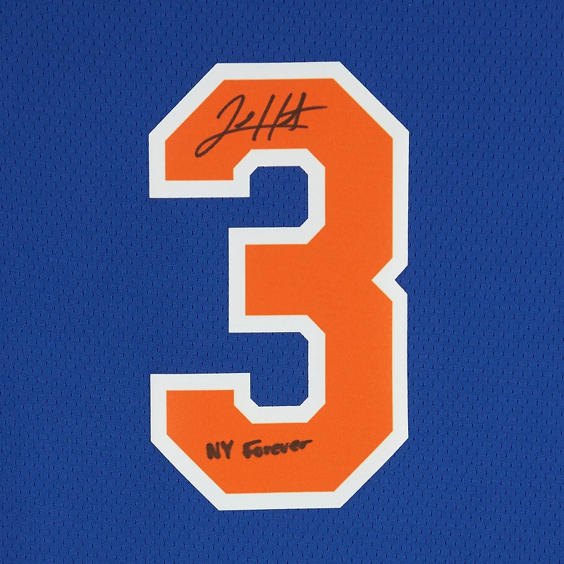 Maillot Nike Icon Edition Swingman bleu dédicacé par Josh Hart des New York Knicks avec inscription « NY Forever » pour la saison 2022-23