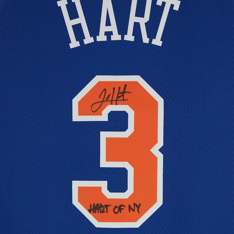 Josh Hart New York Knicks Autographed Nike Blue Icon Swingman Jersey with "Hart of New York" Inscription