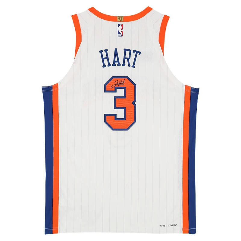 Maillot authentique Nike City Edition blanc autographié de Josh Hart, New York Knicks, saison 2024-2025
