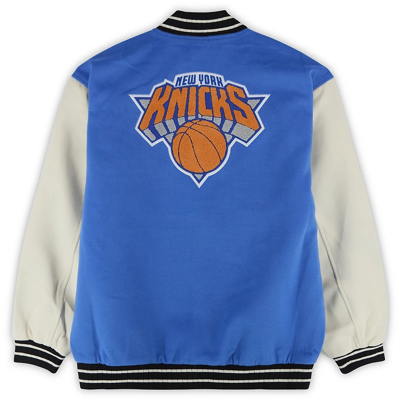 Karl-Anthony Towns New York Knicks Autographed Cream/Blue FISLL Unisex Full-Snap Varsity Jacket