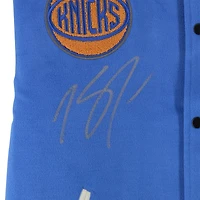 Karl-Anthony Towns New York Knicks Autographed Cream/Blue FISLL Unisex Full-Snap Varsity Jacket