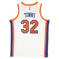 Karl-Anthony Towns New York Knicks Autographed Nike White 2024-25 City Edition Swingman Jersey with "NY Forever" Inscription