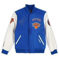 Veste universitaire en laine entièrement zippée dédicacée Pro Standard 2024-25 City Edition par Karl-Anthony Towns des New York Knicks - Signature sur le devant