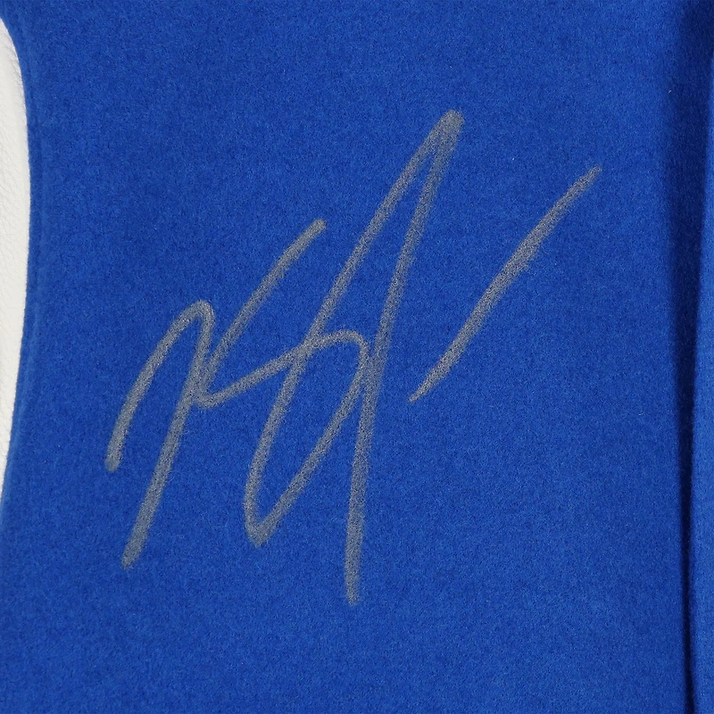 Veste universitaire en laine entièrement zippée dédicacée Pro Standard 2024-25 City Edition par Karl-Anthony Towns des New York Knicks - Signature sur le devant