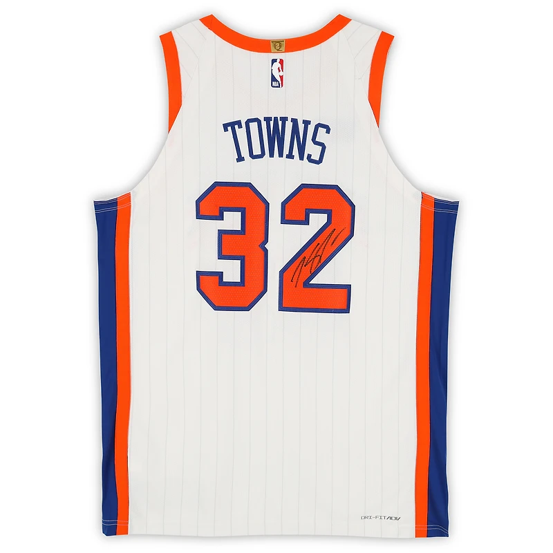 Karl-Anthony Towns New York Knicks Autographed White Nike 2024-25 City Edition Authentic Jersey