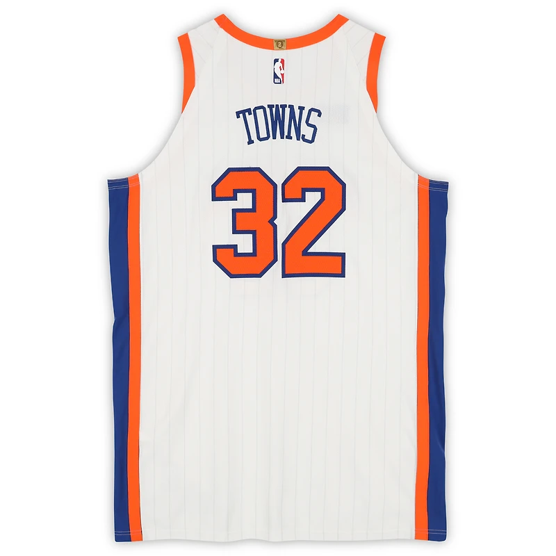 Karl-Anthony Towns New York Knicks Game-Used #32 White Nike City Edition Jersey vs. Detroit Pistons on April 29, 2025 - Round 1 Game 5 - Size 54+6
