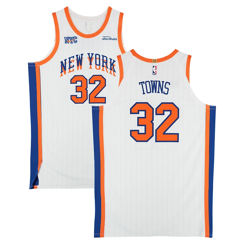 Karl-Anthony Towns New York Knicks Game-Used #32 White Nike City Edition Jersey vs. Phoenix Suns on April 6, 2025 - Size 54+6
