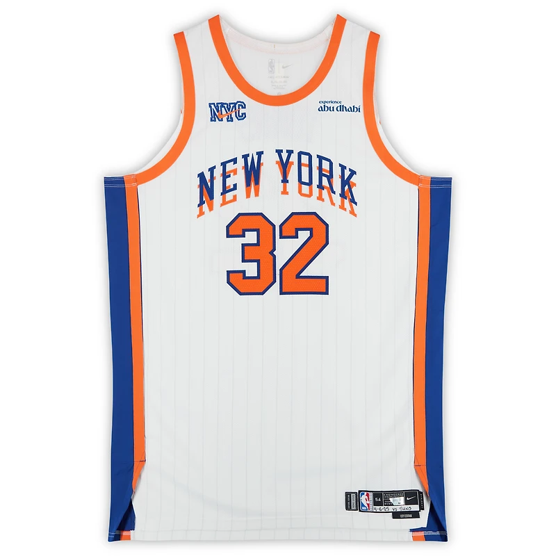 Karl-Anthony Towns New York Knicks Game-Used #32 White Nike City Edition Jersey vs. Phoenix Suns on April 6, 2025 - Size 54+6
