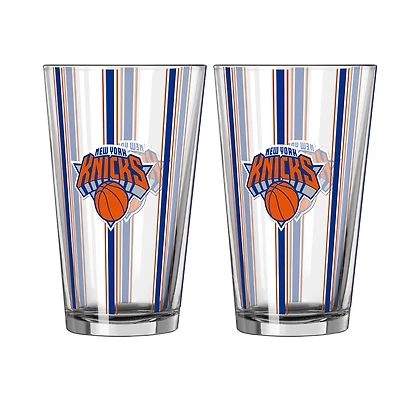 Logo Brands New York Knicks Two-Piece 16oz. Striped Pint Glass Set