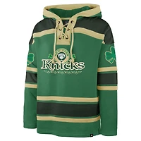 Men's '47  Kelly Green New York Knicks McLucky Superior Lace-Up Pullover Hoodie