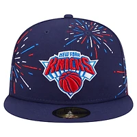 Casquette ajustée 59FIFTY Americana Fireworks New Era bleu marine pour homme des York Knicks