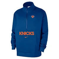 Men's Nike Blue New York Knicks Courtside Club Half-Zip Jacket