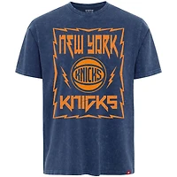 Men's Sportiqe  Blue New York Knicks Distressed Rock & Roll Collection Angus Premium Mineral Wash T-Shirt