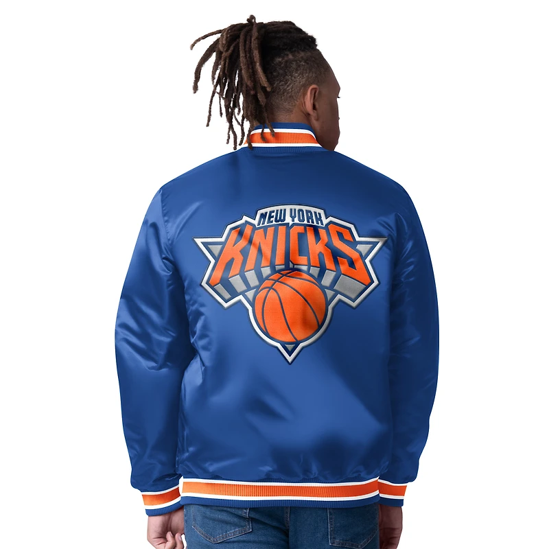 Men's Starter  Blue New York Knicks Reversible Satin Full-Snap Varsity Jacket