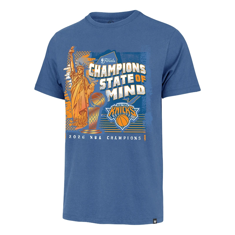 Men's '47 Blue New York Knicks 2026 NBA Finals Champions Statue of Liberty Franklin T-Shirt