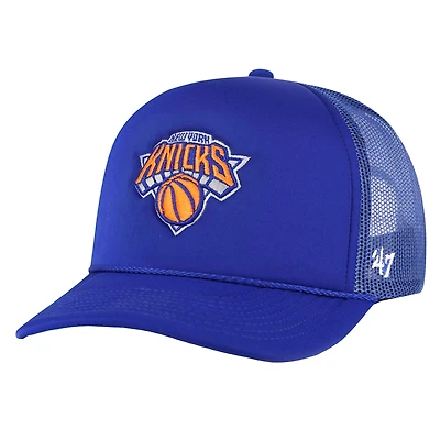 Casquette ajustable de camionneur à l'avant en mousse '47 New York Knicks Core pour hommes, bleue