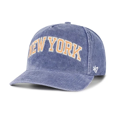 Chapeau à capuche ajustable en velours côtelé délavé bleu New York Knicks « Reclaim Snow Wash » pour homme