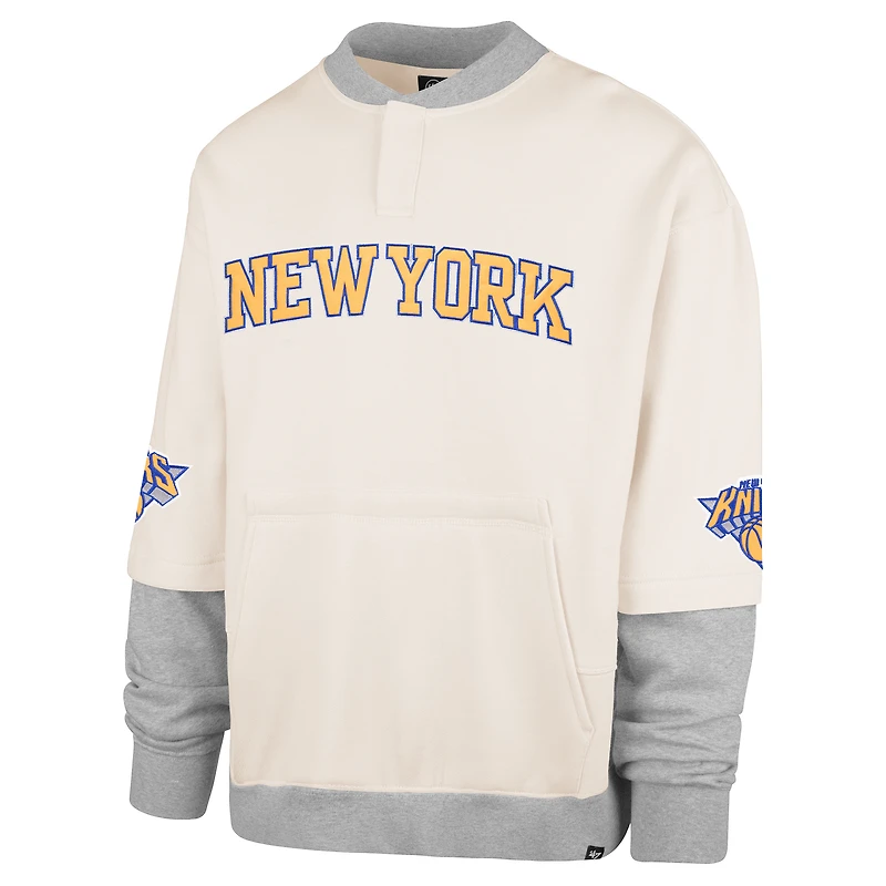 Sweat-shirt polaire double épaisseur Trifecta de la collection Crossover New York Knicks '47 Cream pour homme