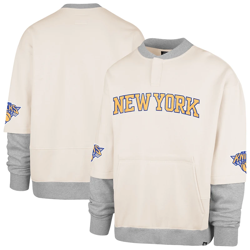 Sweat-shirt polaire double épaisseur Trifecta de la collection Crossover New York Knicks '47 Cream pour homme