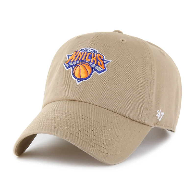 Men's '47  Khaki New York Knicks Logo Clean Up Adjustable Hat