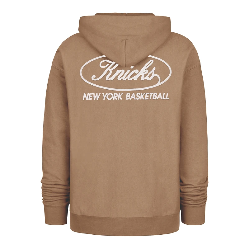 Men's '47 Khaki New York Knicks Triple Double Foundation Premium Hoodie Sweatshirt