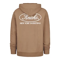 Men's '47 Khaki New York Knicks Triple Double Foundation Premium Hoodie Sweatshirt