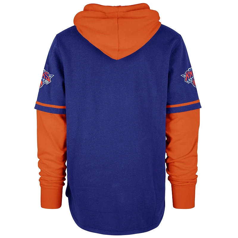 Men's '47 Royal New York Knicks Trifecta Shortstop Pullover Hoodie