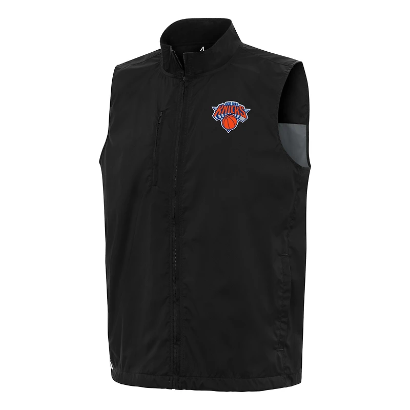 Men's Antigua  Black New York Knicks Brisk Full-Zip Vest