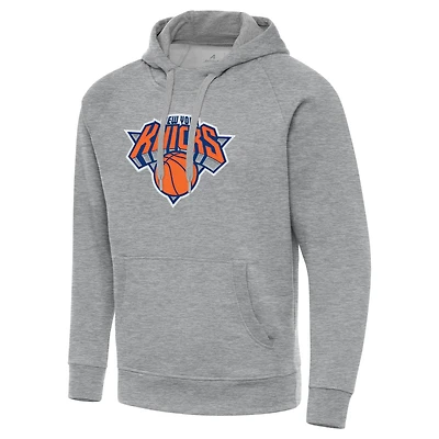 Sweat à capuche raglan Victory gris chiné pour homme des New York Knicks, coupe grande et