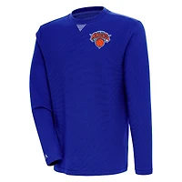 Men's Antigua  Royal New York Knicks Flier Bunker Pullover Sweatshirt