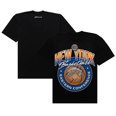T-shirt de basket-ball noir Authmade pour homme, en maille premium, des New York Knicks
