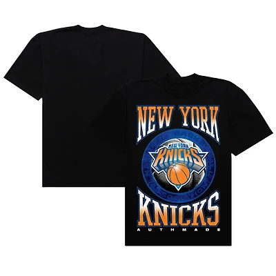 T-shirt épais noir vintage métal pour homme, Authmade, des New York Knicks