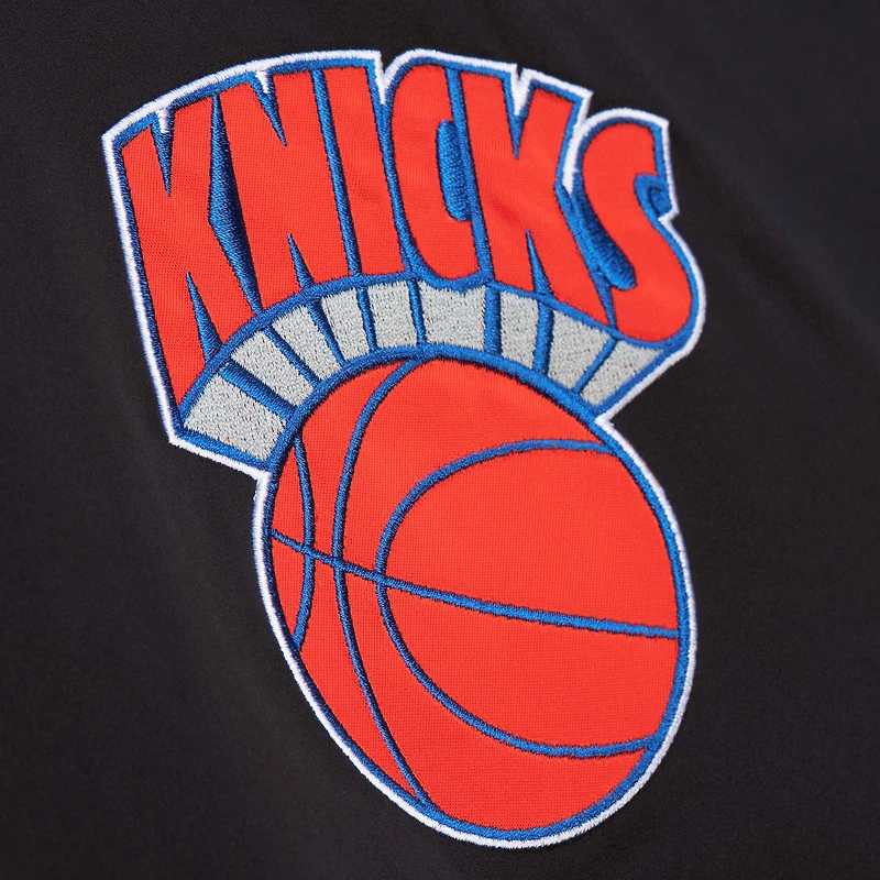 Men's Black New York Knicks Hardwood Classics Blackout Collection Satin Full-Zip Jacket