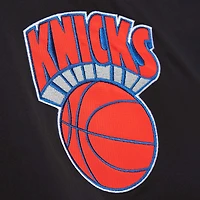 Men's Black New York Knicks Hardwood Classics Blackout Collection Satin Full-Zip Jacket