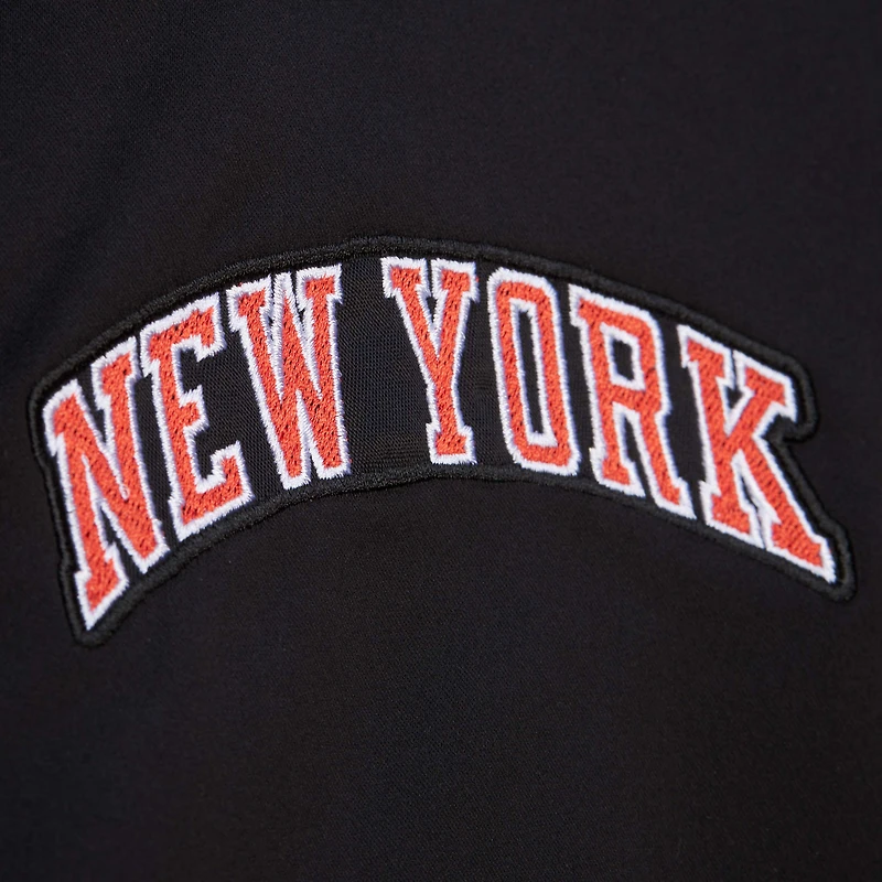 Men's Black New York Knicks Hardwood Classics Blackout Collection Satin Full-Zip Jacket