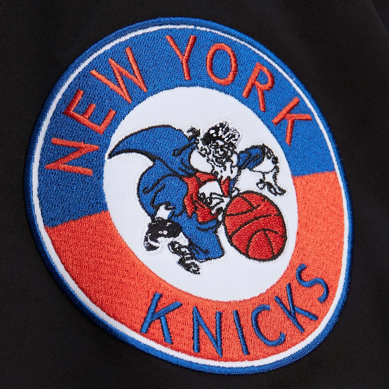 Men's Black New York Knicks Hardwood Classics Blackout Collection Satin Full-Zip Jacket