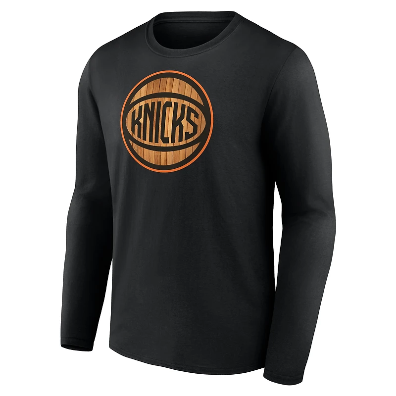 T-shirt noir à manches longues Hardwood des New York Knicks pour homme